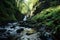 Serene Waterfall in a Lush Green Forest