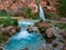 Serene waterfalls in Havasupai in the spring