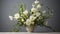 Serene White Floral Arrangement Inspired By Lois Greenfield\\\'s Cinematic Elegance