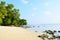 Serene White Sandy Beach with Lush Green Mangroves on Bright Sunny Day - Vijaynagar, Havelock Island, Andaman, India