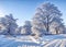 A serene winter landscape, picturesque panorama. Generative AI