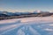 A serene winter landscape, picturesque panorama. Generative AI