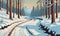 A serene winter path, blanketed in snow, offers tranquil solitude amid nature\\\'s quiet beauty.
