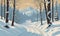 A serene winter path, blanketed in snow, offers tranquil solitude amid nature\\\'s quiet beauty.