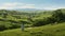 Serene Woman Walking In Hyperrealistic Green Hill