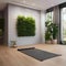 A serene yoga studio with bamboo flooring, a living plant wall, and soft earthy tones1