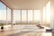 Serene Yoga Studio with Minimalist Interior Design and Sweeping Summer Landscape View,