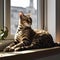 Serengeti Cat Lounging on Sun-drenched Windowsill