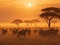Serengeti Serenade: Zebras Grazing at Dawn