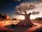 Serenity of the African Baobab: Sunset Oasis in the Desert