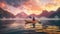 Serenity in the Alps: Young Woman Kayaking on Crystal Lake