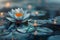 Serenity Bloom: A Lotus Amidst Mystic Waters. Concept Nature Photography, Lotus Flowers, Tranquil