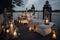serenity deck with chaise lounges, candles, and lanterns for a romantic evening