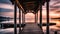 Serenity at Dusk A Majestic Pier and Tranquil Lake Embrace