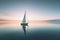 Serenity lone sailboat on sunset scenic lake. Generate ai