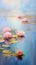 Serenity of nature—a depiction of waterlilies gracefully adorning the surface of a tranquil lake