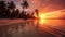 Serenity\\\'s Embrace: A Captivating Low Angle Shot of a Sunset Beach