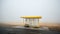 Serenity in Simplicity: A Minimalist Landscape with a Petite Bus Shelter