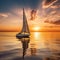 Serenity at Sunset: A Graceful Sailboat Sailing through Tranquil Waters