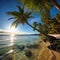 Serenity at Sunset: Majestic Palm Trees and Pristine Beach