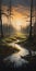 Serenity In The Swamp: A Whistlerian Marsh Painting With Low Contrast Lighting