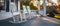 Serenity in Symmetry: White Porch Rockers at Dusk. Concept Symmetry, Serenity, Outdoor Photography,
