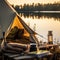 Serenity at Twilight: An Award-Winning Camping Experience by the Swedish Lakeside