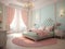 Serenity Unveiled: Bedroom Interior in Pastel Colors, Generative AI
