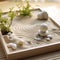 Serenity Zen: A Miniature Zen Garden with Smooth Stones and Raked Sand