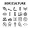 Sericulture Production Business Icons Set Vector