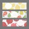 Serie of Harvest berry ornament. Set of Horizontal Fruit Banners