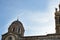 A series of 8 photos - a trace in the sky from the plane flying over Notre Dame de La garde Cathedral in Marseille, the Symbol of