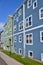 Series of colourful house exteriors along street in Charlottetown