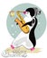 Series of cute penguins playing musical instruments.