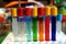 A series of different test tubes with samples for laboratory use..