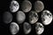 series of photographs, showing the different phases of a planet or moon