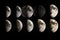 series of photographs, showing the different phases of a planet or moon