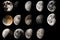 series of photographs, showing the different phases of a planet or moon