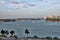 A series of photos of a cruise ship as it leaves the Port of Miami Cruise Terminal Florida