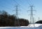 Series of Power Line Towers