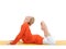 Series or yoga photos. woman in cobra pose