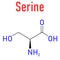 Serine or l-serine, Ser, S, amino acid molecule. Skeletal formula.