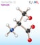 Serine (Ser, S) amino acid molecule. (Chemical formula C3H7NO3)