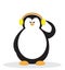 Serios penguin cartoon with headphone.