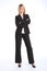 Serious blonde woman in business suit arms folded