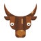 Serious bull face emoji, neutral concerned cow icon isolated sign