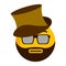 Serious emoji with a gentleman hat