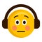 Serious emoji with headphones icon