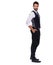 Serious, employee and man in suit for fashion, stylish and thinking for aesthetic of mockup in studio. Adult, guy and