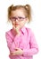 Serious girl in glasses isolated